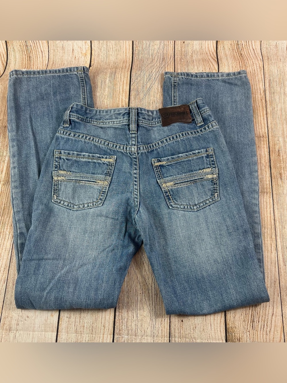 Rock & Roll Denim Regular Fit Boot Cut Denim Blue Jeans Boys Size 18